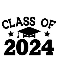 Graduation class of 2024 typography clip art design on plain white transparent isolated background for card, shirt, hoodie, sweatshirt, apparel, tag, mug, icon, poster or badge