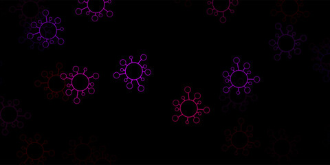 Dark blue, red vector backdrop with virus symbols.
