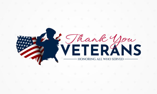 Thank you veterans, November 11, honoring all who served, American flags background vector illustration 