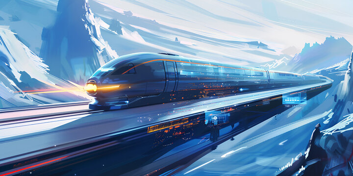 "Hyperloop Journey: Speeding Through the Frozen Tundra" | "Futuristic Transit: Icebound High-Speed Train"
