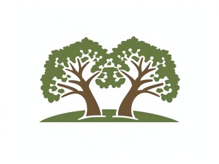 oak trees logo design white background