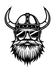 viking sunglasses engraving black and white outline