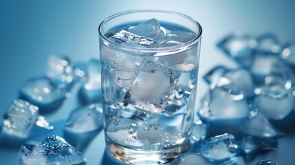 ice cubes on water cup glass