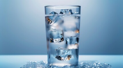 ice cubes on water cup glass