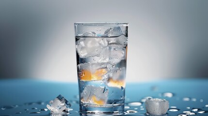 ice cubes on water cup glass