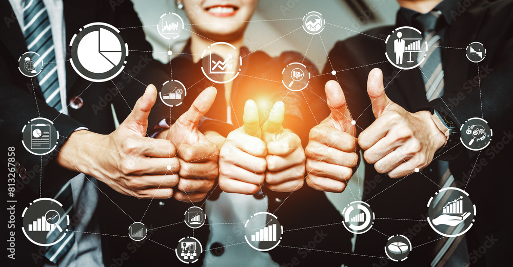Poster data analysis for business and finance concept. interface showing future computer technology of prof