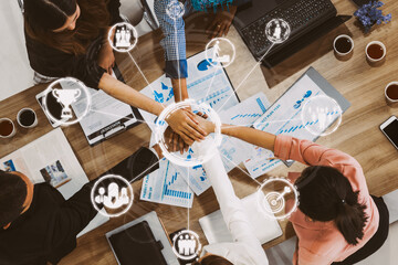 Teamwork and Business Human Resources - Group of business people working together as successful...