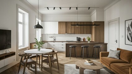 dining room with kitchen