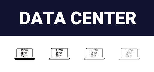 Different style Data center icons set. different style set of data center vector icons for web design. filled, outline, line and stroke style can be used for web, mobile, ui