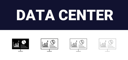 Different style Data center icons set. different style set of data center vector icons for web design. filled, outline, line and stroke style can be used for web, mobile, ui