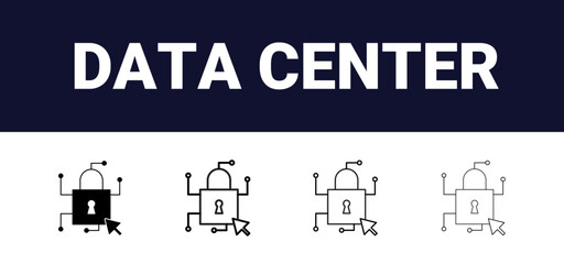 Different style Data center icons set. different style set of data center vector icons for web design. filled, outline, line and stroke style can be used for web, mobile, ui