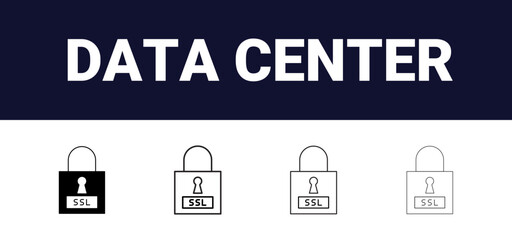 Different style Data center icons set. different style set of data center vector icons for web design. filled, outline, line and stroke style can be used for web, mobile, ui