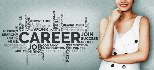 Human Resources Recruitment and People Networking Concept. Modern graphic interface showing...