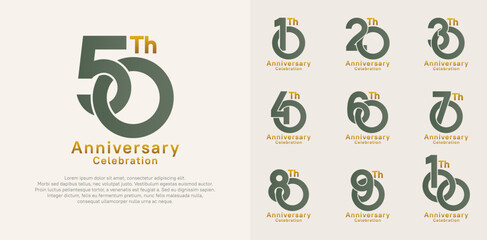 anniversary logotype vector design with green and brown color for celebration moment