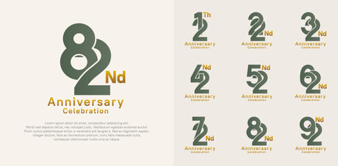 anniversary logotype vector design with green and brown color for celebration moment
