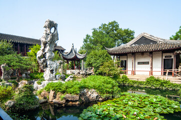 Suzhou, Jialiuyuang Garden, Suzhou City, Jiangsu Province, China, was built in the Ming Dynasty (1593), a famous garden in the south of the Yangtze River. National key cultural relics, World Heritage.