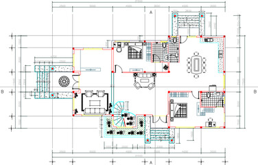 vector illustration, sketch, design, architectural plan of a house