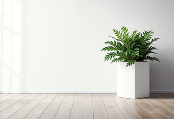 black white wall with green plant