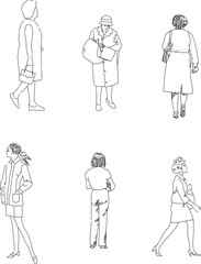 vector illustration sketch design drawing of a fashionable woman doing activities 