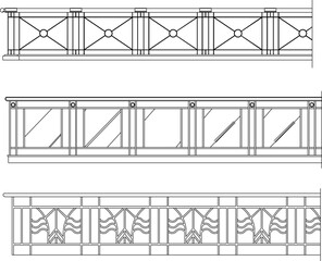 vector illustration sketch design drawing of modern iron fence.