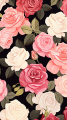 Roses Flowers Image, Pattern Style, For Wallpaper, Desktop Background, Smartphone Cell Phone Case, Computer Screen, Cell Phone Screen, Smartphone Screen, 9:16 Format - PNG