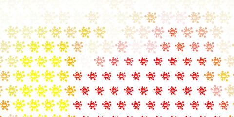 Light Red, Yellow vector backdrop with virus symbols.
