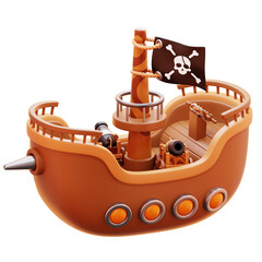 PIRATE SHIP 3D ICON ILLUSTRATION
