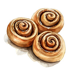 Fototapeta premium Clipart illustration of cinnamon rolls on a white background. Suitable for crafting and digital design projects.[A-0002]