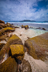 La Digue Island, Seychelles islands, Indian Ocean islands, sea, beach, coast, rock, landscape, water, ocean, sky, nature, summer, sand, stone, rocks, seascape, cloud, island, 