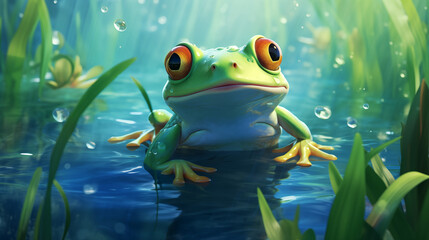 Toads and Frogs Image, Pattern Style, For Wallpaper, Desktop Background, Smartphone Cell Phone Case, Computer Screen, Cell Phone Screen, Smartphone Screen, 16:9 Format - PNG