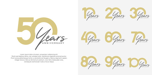 anniversary logotype vector design set with black handwriting, brown color can be use for special day