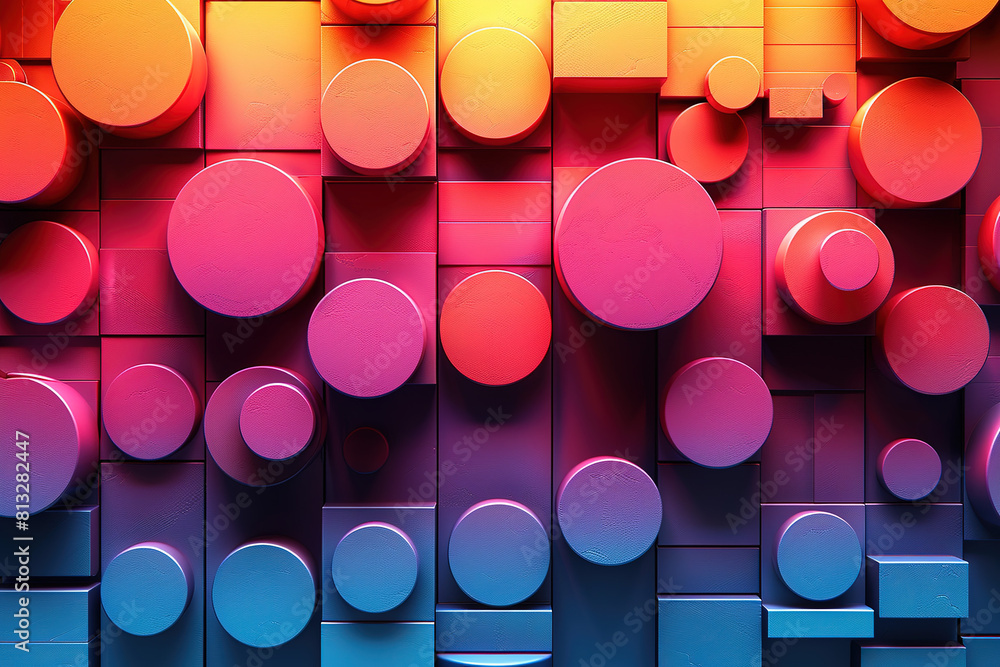 Aufkleber a colorful abstract design made up of many small circles and squares