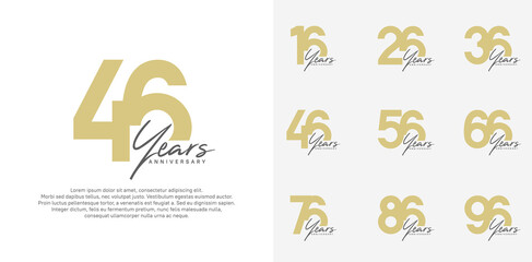 anniversary logotype vector design set with black handwriting, brown color can be use for special day