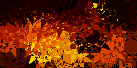 Dark Yellow vector background with triangles.