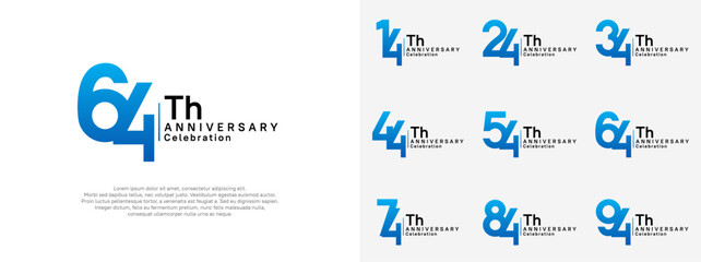 anniversary vector design set blue and black color for celebration day