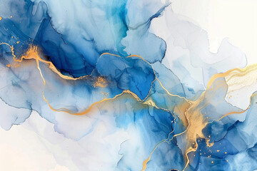 Naklejka premium Modern watercolor background or elegant card design. blue and golden