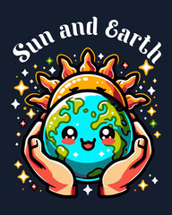 Sun And Earth Vector Art, Illustration and Graphic