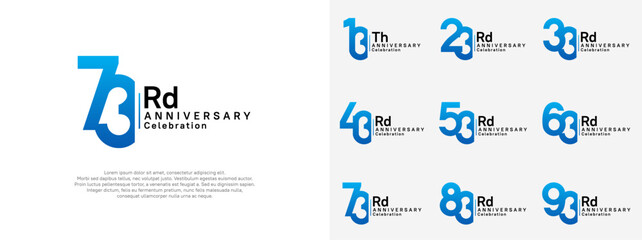 anniversary vector design set blue and black color for celebration day