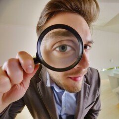 person with magnifying glass