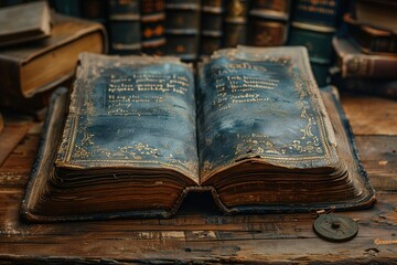 Obraz premium book antique old literature library education shelf vintage paper collection retro read bookshelf cover background