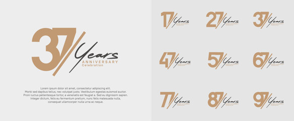 anniversary logotype vector design with slash and black handwriting brown color for special day