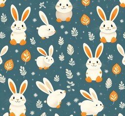 pattern with cute rabbits background