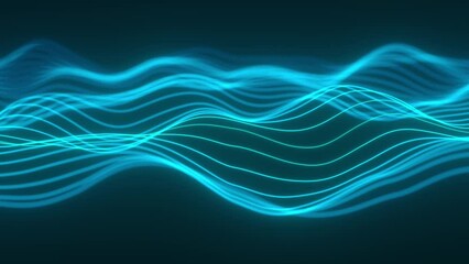 Wavy abstract blue neon lines 