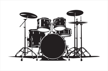 Classic Music drum kit Silhouette Vector. Drum silhouette vector.