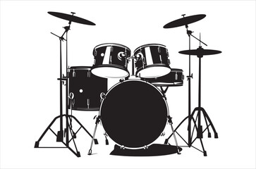 Classic Music drum kit Silhouette Vector. Drum silhouette vector.