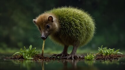 A blank canvas, a solitary kiwi rests, its vibrant green flesh dotted with tiny seeds, a burst of exoticism against the purity of its surroundings ai_generated - obrazy, fototapety, plakaty
