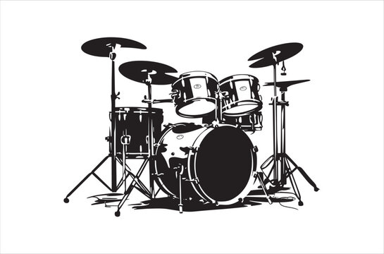 Classic Music drum kit Silhouette Vector. Drum silhouette vector.