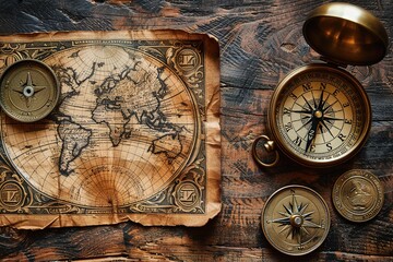 compass map travel geography old antiquity discovery retro background