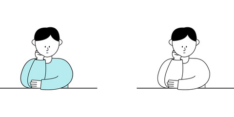 고민하는 남자(캐릭터+사람+직장인+학생)