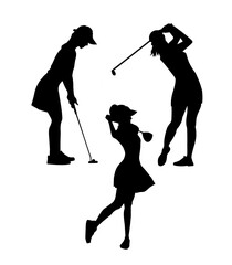 Woman Playing golf vector silhoutte